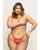 Embroidered Lace Open Crotch Thong w/Gold Accents - Red 1X/2X