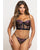 Floral Lace and Mesh Underwire Bustier w/Thong 2 pc Set - Black/Purple SM