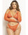 Floral Lace Halter Triangle Top w/Thong & Gauntlet Gloves 3 pc Set - Tangerine QN