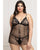 Lace and Dot Mesh Babydoll w/G-String - Black QN