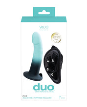VeDO Duo Silcone Dildo w/Harness - Turquoise/Black