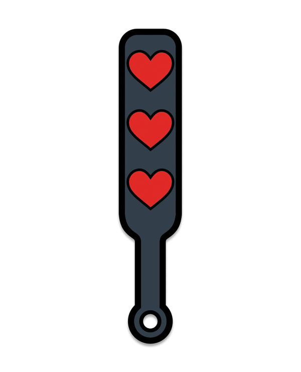 Wood Rocket Sex Toy Hearts Paddle Pin - Black/Red