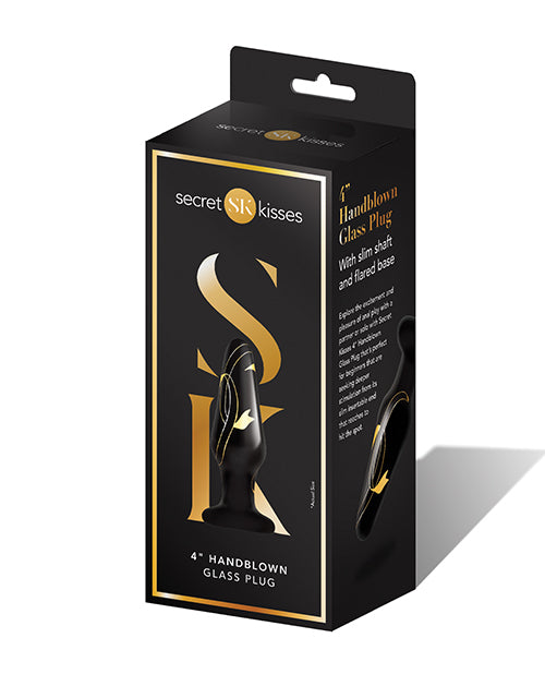 Secret Kisses 4' Handblown Glass Plug - Black/Gold