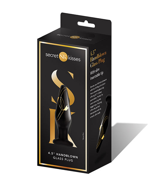 Secret Kisses 4.5' Handblown Glass Plug - Black/Gold