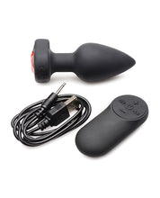 Booty Sparks 28X Silicone Vibrating Red Heart Anal Plug w/Remote - Small