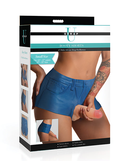 Strap U Booty Shorts 6' Silicone Dildo Strap-On Harness - Small