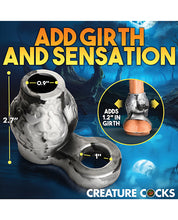 Creature Cocks Night Prowler Silicone Penis Sleeve & Ball Stretcher - Medium, Silver/Black