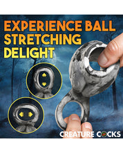 Creature Cocks Night Prowler Silicone Penis Sleeve & Ball Stretcher - Medium, Silver/Black