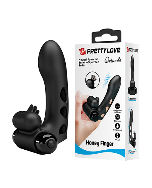 Pretty Love Orlando Honey Finger Sleeve Vibrator - Black