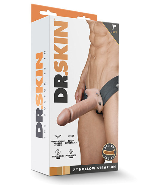 Blush Dr. Skin 7' Hollow Strap On - Vanilla