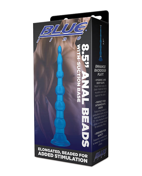 Blue Line C & B 8.5' Anal Beads w/Suction Base - Jelly Blue