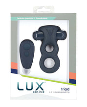 Lux Active Triad 4.5' Vibrating Dual Ring w/Remote - Dark Blue