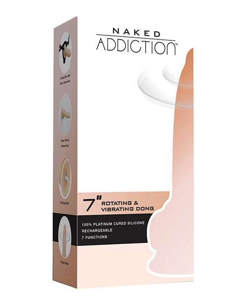 Naked Addiction 7' Rotating & Vibrating Dong w/Remote - Flesh