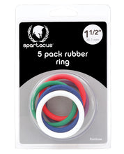 Spartacus 1.5' Rubber Cock Ring Set - Rainbow Pack of 5