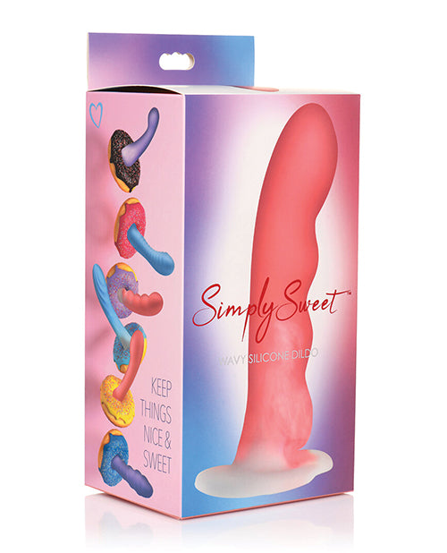 Curve Toys Simply Sweet 7' Wavy Silicone Dildo - Pink/White