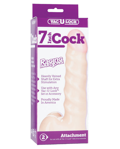 Vac-U-Lock 7' Raging Hard on Realistic Cock - White