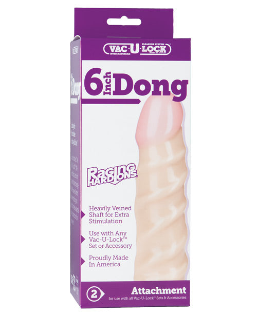 Vac-U-Lock 6' Raging Hard On Realistic Dong - White