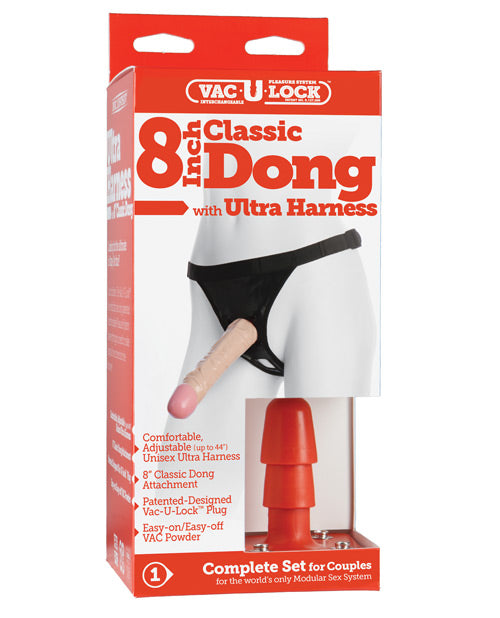 Ultra Harness 2 Set w/8' Dong & Powder - Flesh