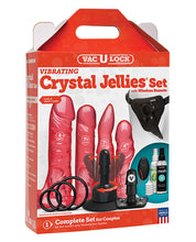 Vac-U-Lock Vibrating Crystal Jellies Set w/Wireless Remote - Pink