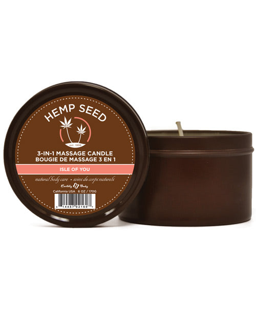 Earthly Body Suntouched Hemp Candle - 6 oz Round Tin Isle of You