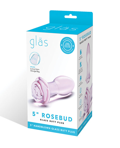 Glas 5' Rosebud Glass Butt Plug - Pink