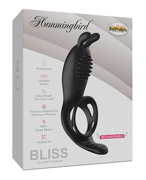 Bliss Hummingbird Vibrating Cock Ring - Black