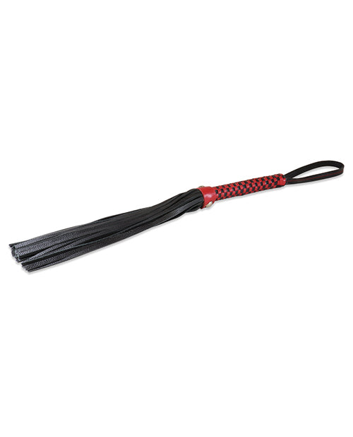 Sultra 16' Lambskin Flogger Classic Weave Grip - Black w/Red Woven Handle