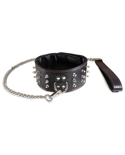 Sultra Lambskin 2 1/2' Studded Collar w/24' Chain - Black