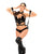 1 Pc Cat Girl Bodysuit W/attached Wrist Straps Black