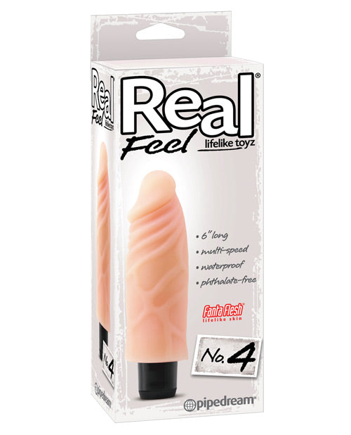 Real Feel No. 4  Long 6' Vibe Waterproof - Mutli-speed Flesh