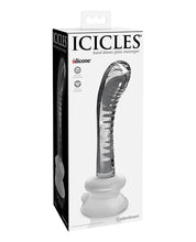 Icicles No. 88 Hand Blown Glass G-Spot Massager w/Suction Cup -  Clear