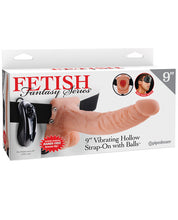 Fetish Fantasy Series 9' Vibrating Hollow Strap On w/Balls - Flesh