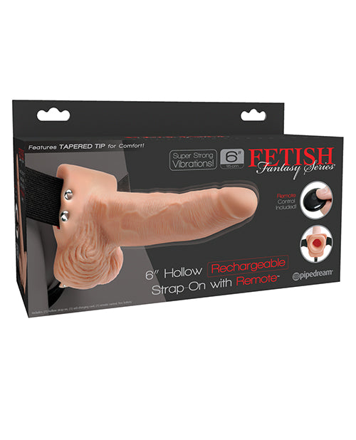 Fetish Fantasy Series 6' Hollow Rechargeable Strap On w/Remote - Flesh