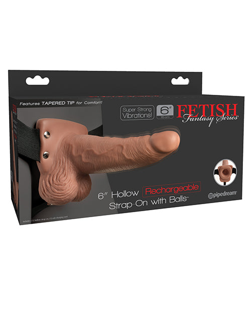 Fetish Fantasy Series 6' Hollow Rechargeable Strap On w/Balls - Tan