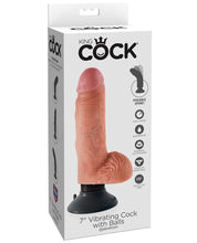 King Cock 7' Vibrating Cock w/Balls - Flesh