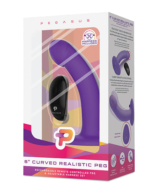 Pegasus 6' Rechargeable Curved Peg w/Adjustable Harness & Remote Set - Purple