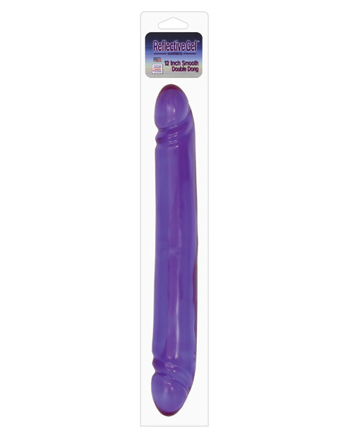 12' Reflective Gel Smooth Double Dong - Lavender