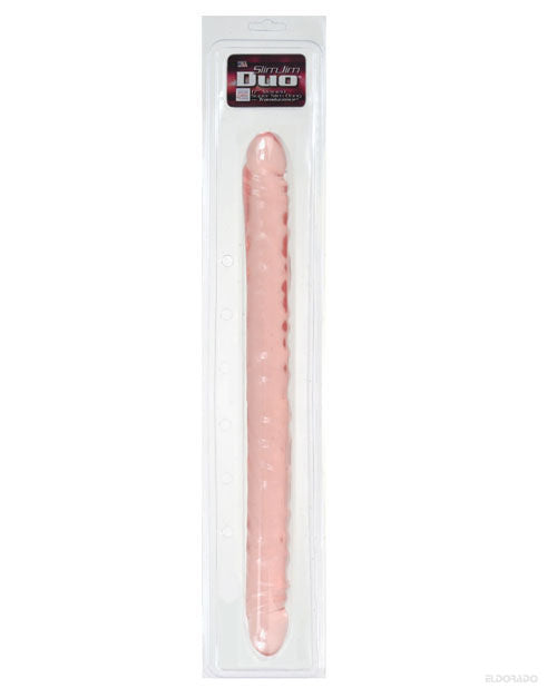 17' Slim Jim Duo Veined Super Slim Dong - Translucence Gel Pink