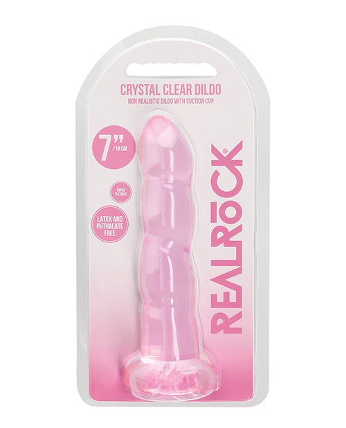 Shots RealRock Crystal Clear Non Realistic 7' Dildo  - Pink