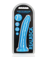 Shots RealRock 7' Slim  Dildo Glow in the Dark - Neon Blue