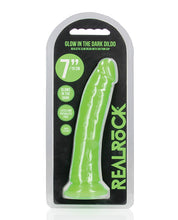 Shots RealRock 7' Slim  Dildo Glow in the Dark - Neon Green