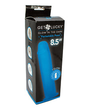 Get Lucky 8.5' Glow in the Dark Periwinkle Peen Dildo